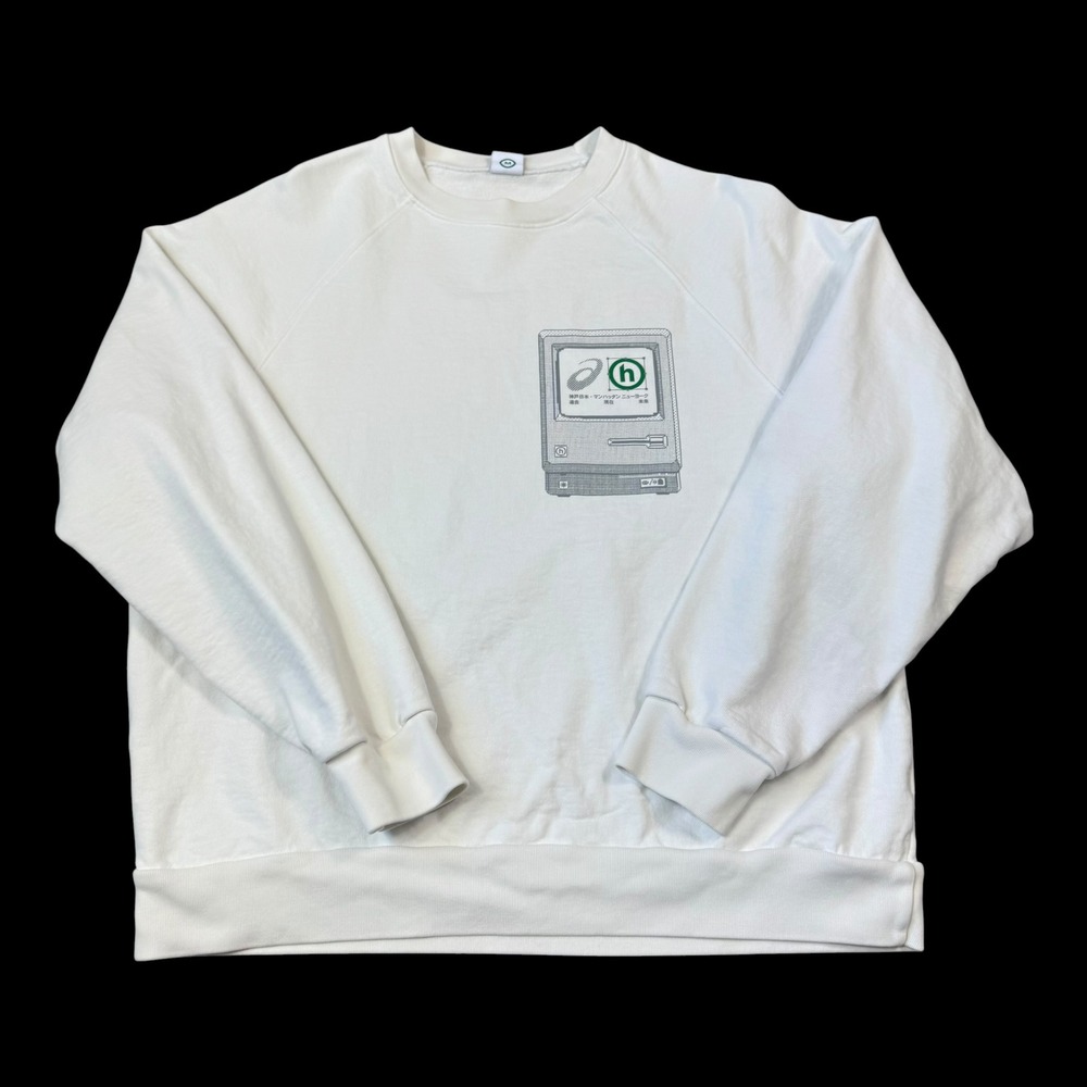 Hidden NY Asics Past Present Future White Crewneck Sweatshirt Men's Medium